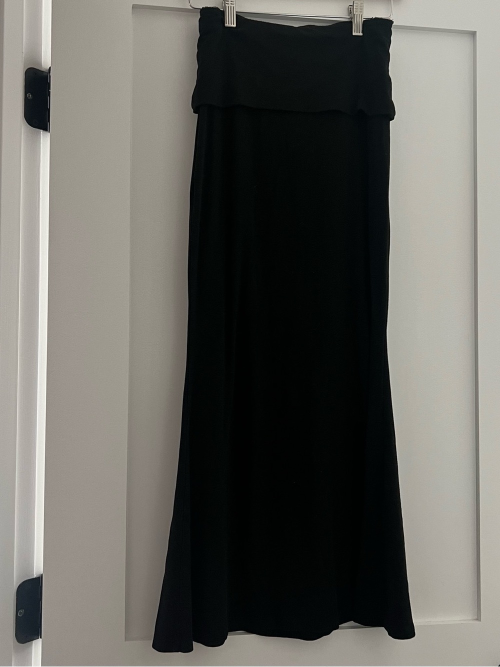 Black Fold-Over Waist Maxi Skirt